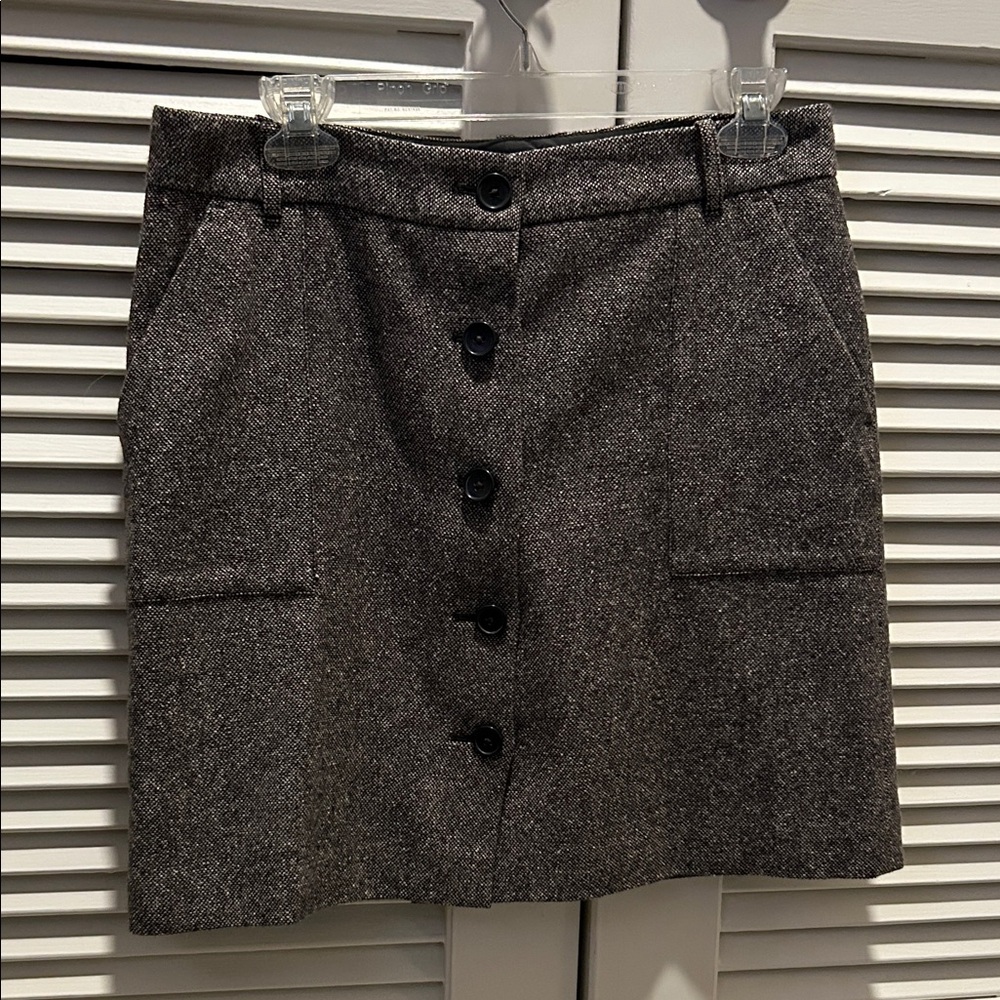 Eddie Bauer Charcoal Button-Front Mini Skirt